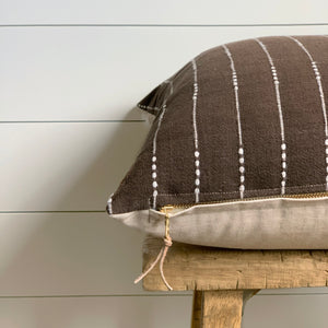 Brown Woven Stripe Pillow Cover