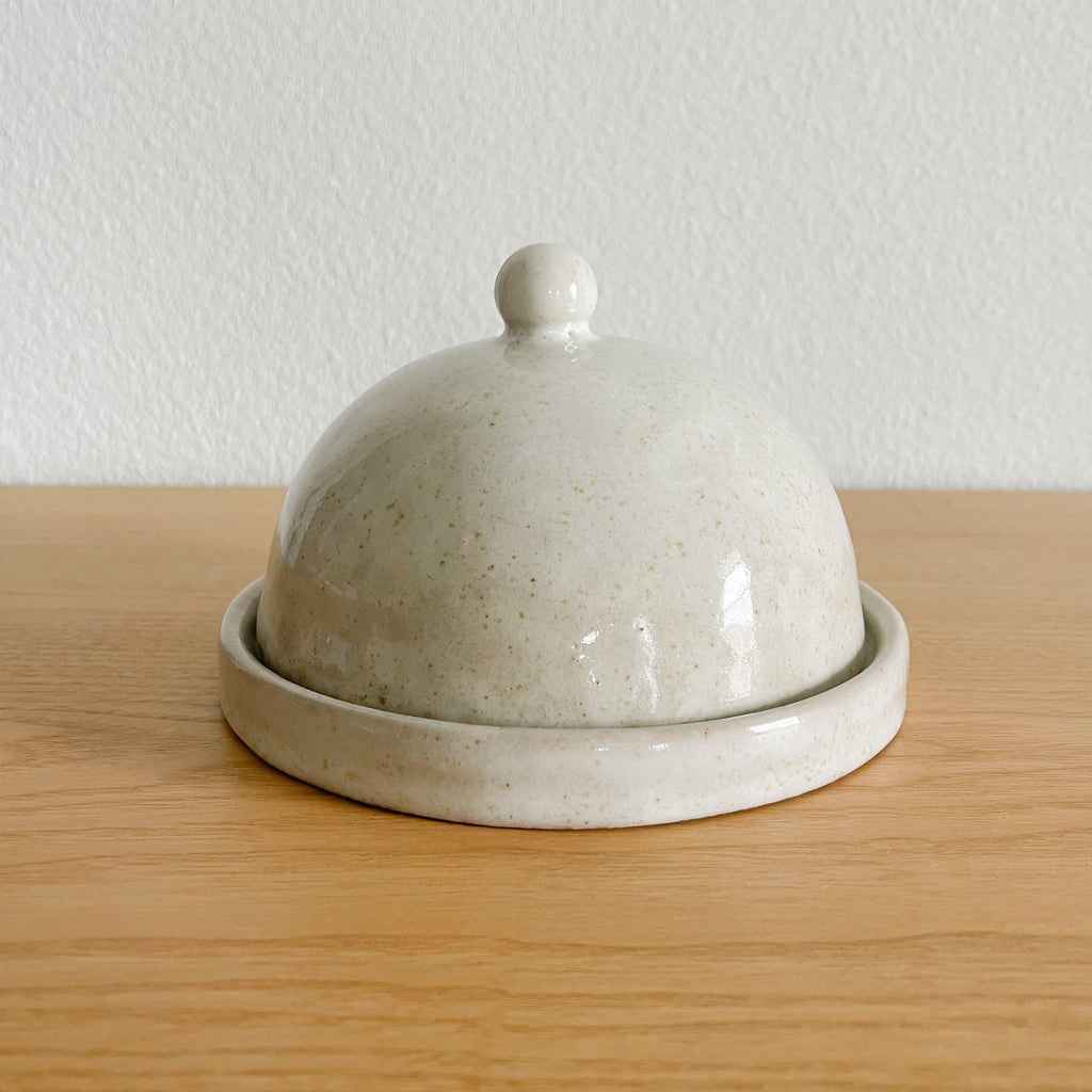 White Speckled Dome Dish