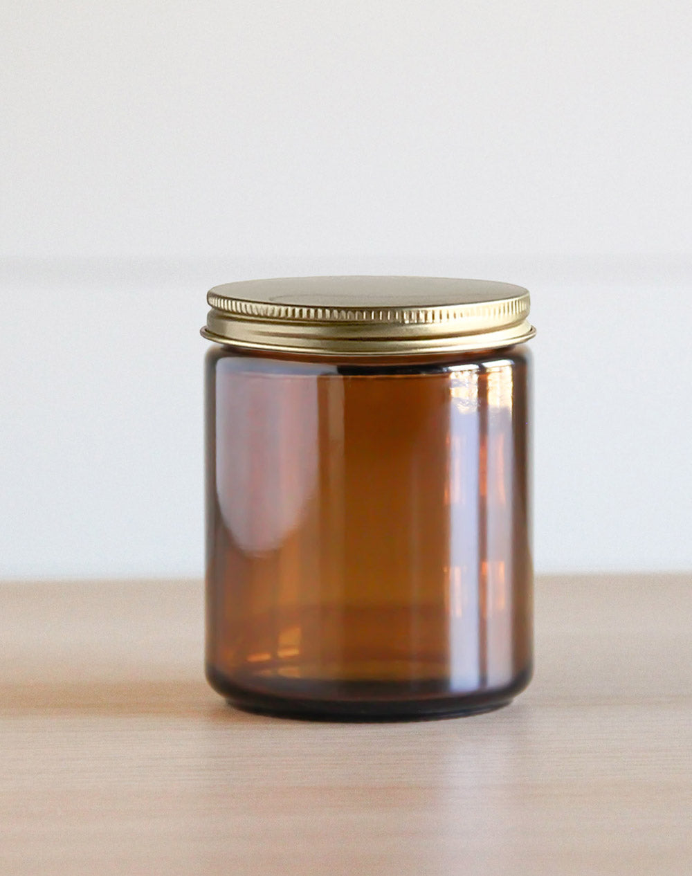 Amber 8 oz Glass Jar & Gold Lid