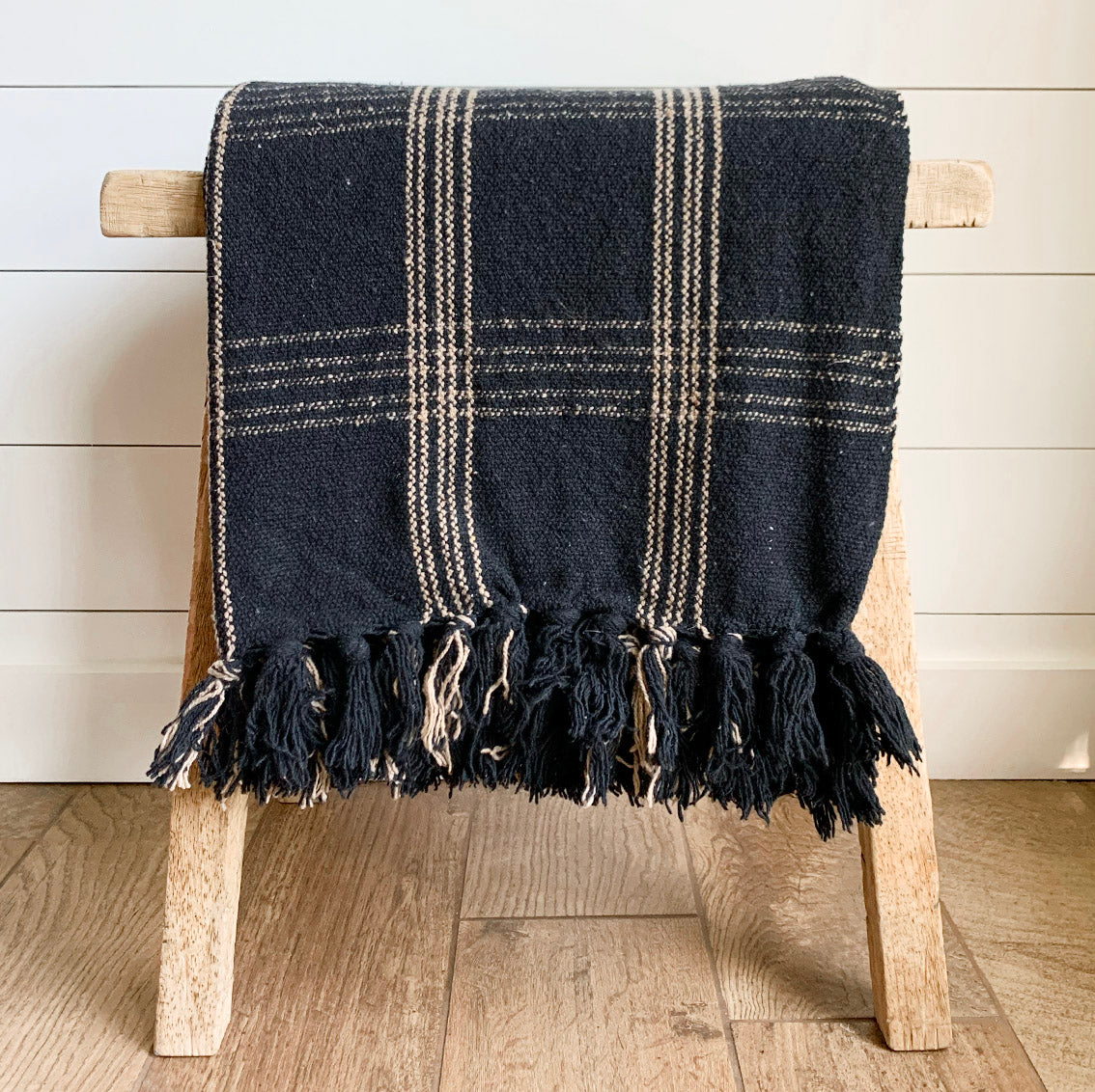 Black Plaid Throw Blanket