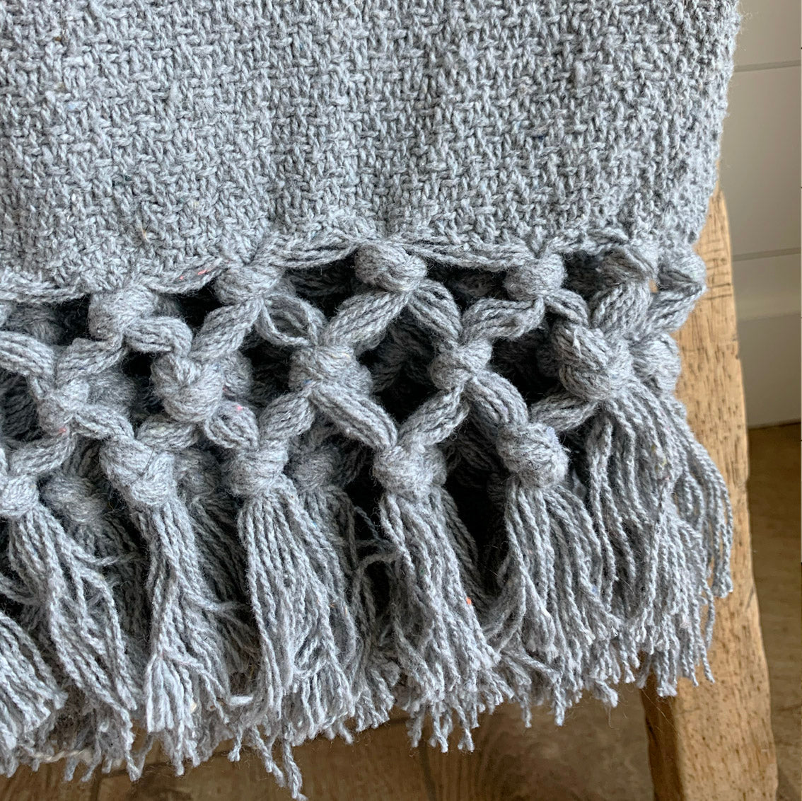 Gray Fringe Throw