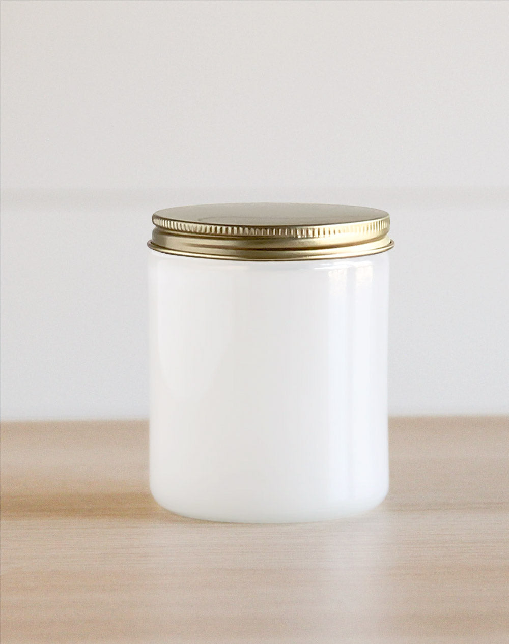 Milk White 8 oz Glass Jar & Gold Lid