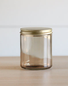 Oatmeal 8 oz Glass Jar & Gold Lid