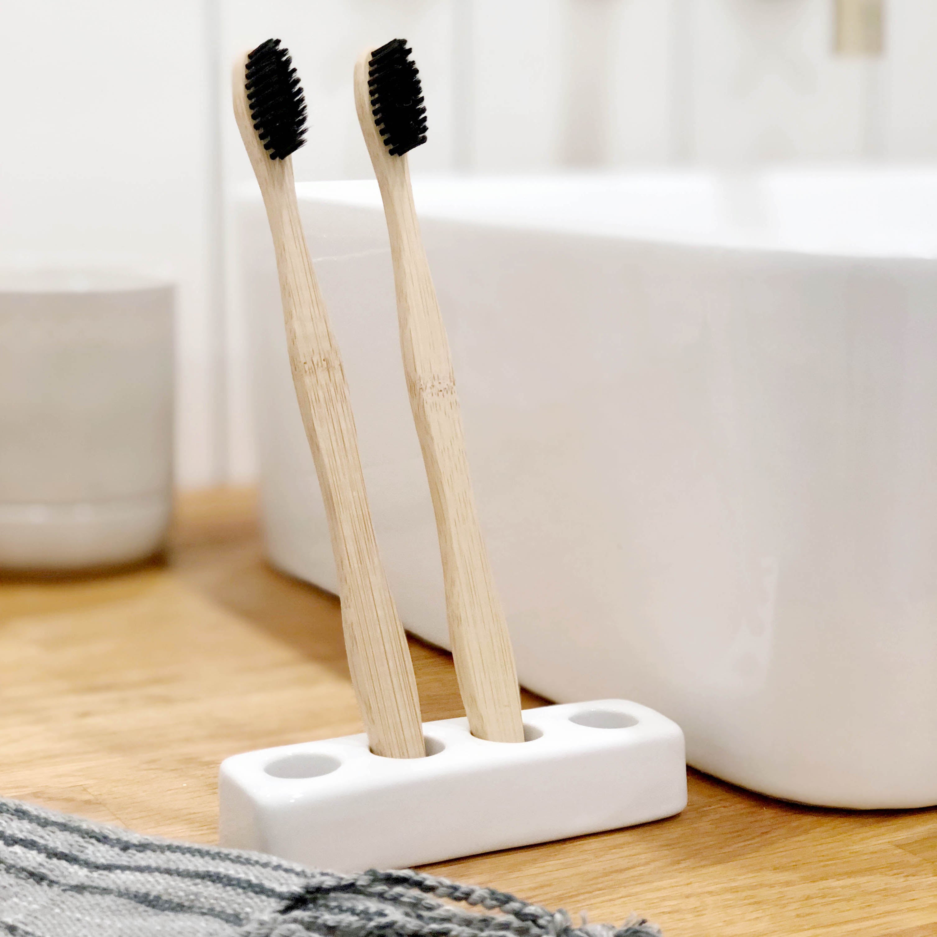 Mainstays Basic Ceramic Toothbrush Holder Clearly Aqua 