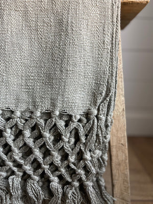 Muted Green Fringe Throw