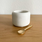 White Marble Pinch Pot W/ Spoon
