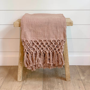 Pink Fringe Throw